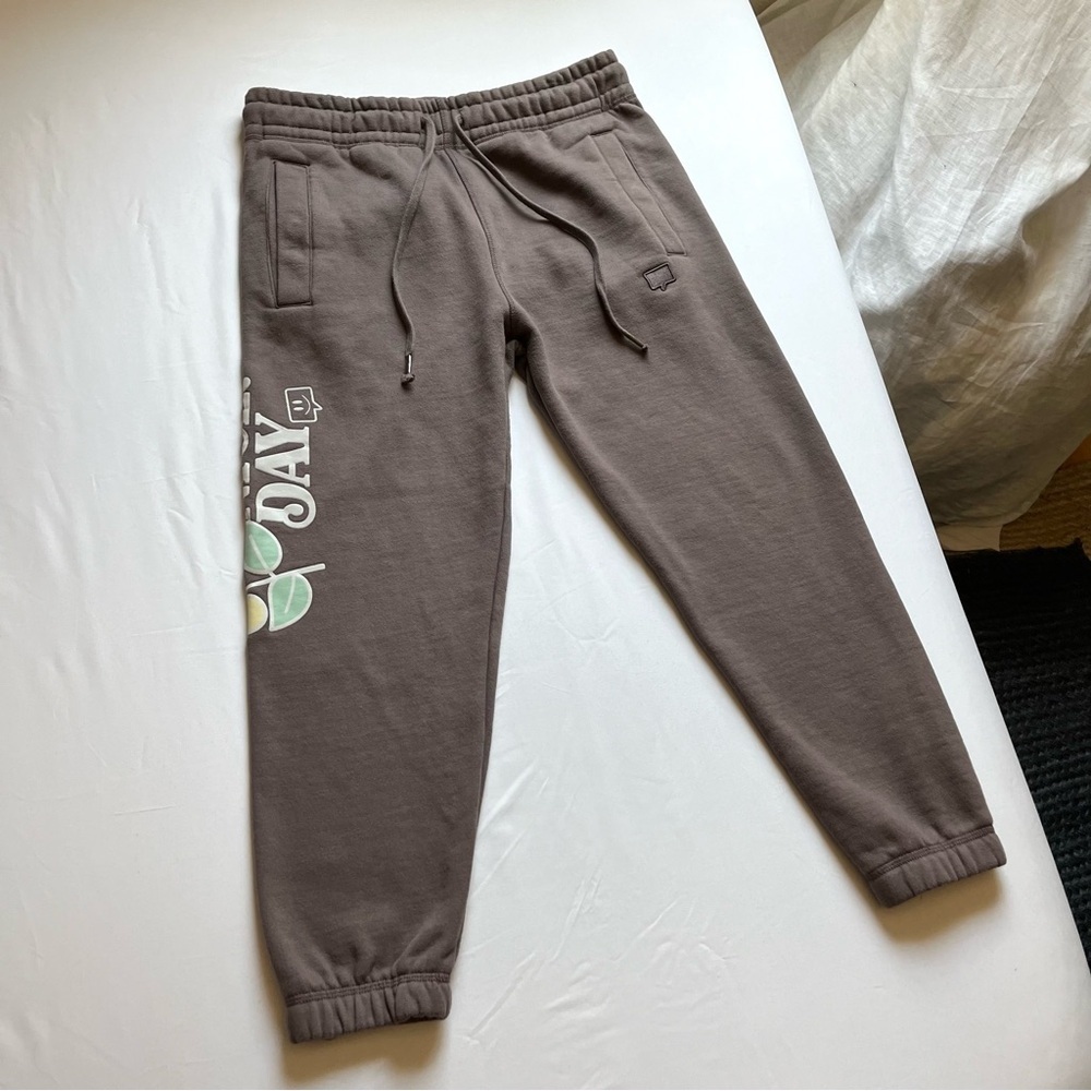 NICEKICKS‎ brown floral graphic knit elastic waist jogger sweat cropped pants